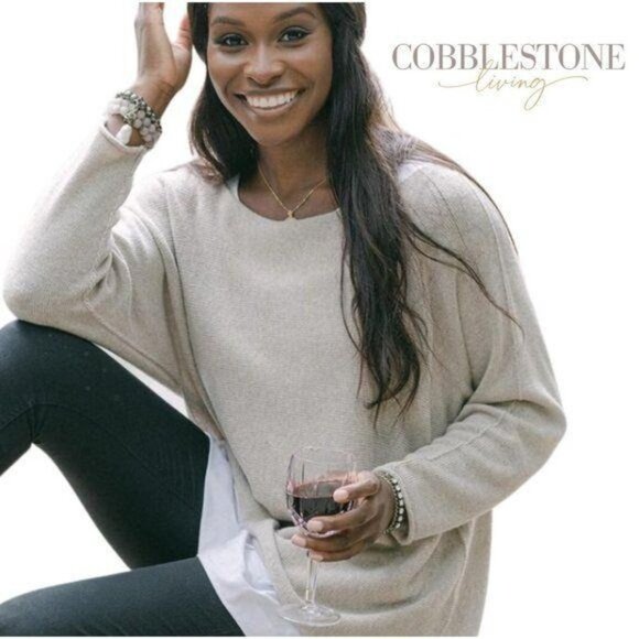 COBBLESTONE Boatneck Raglan Sleeve Casual Sweater Oatmeal One Size NWT - Picture 1 of 15